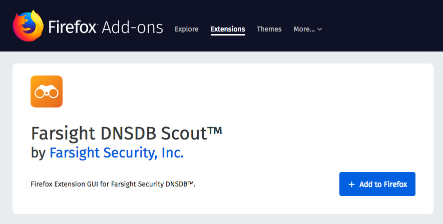 Farsight DNSDB Scout for Firefox installation