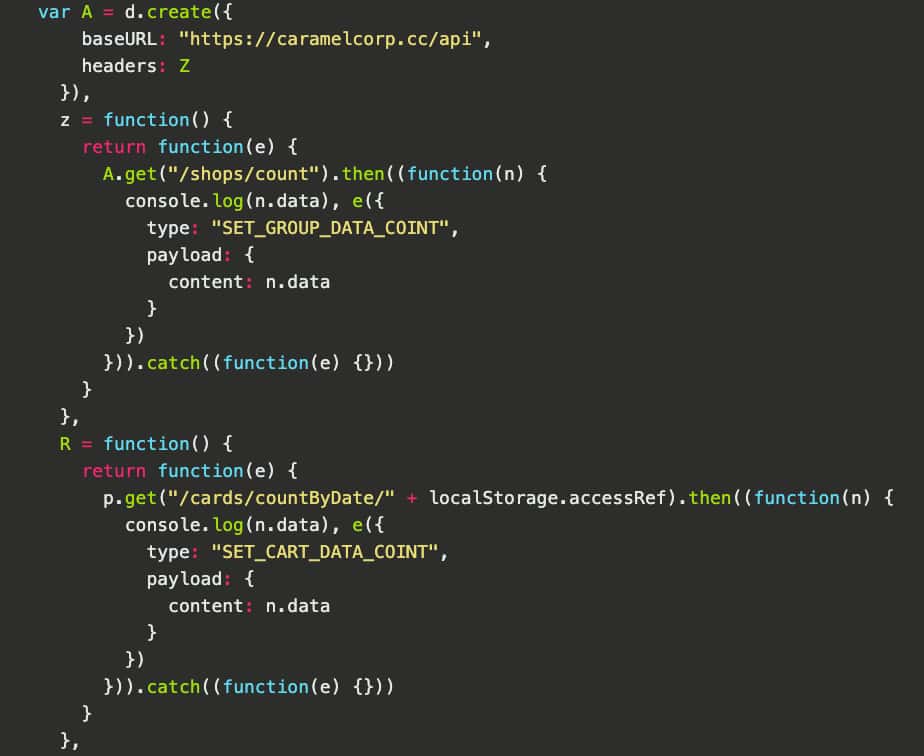 A code snippet screenshot uploaded by CaramelCorp administrators.
