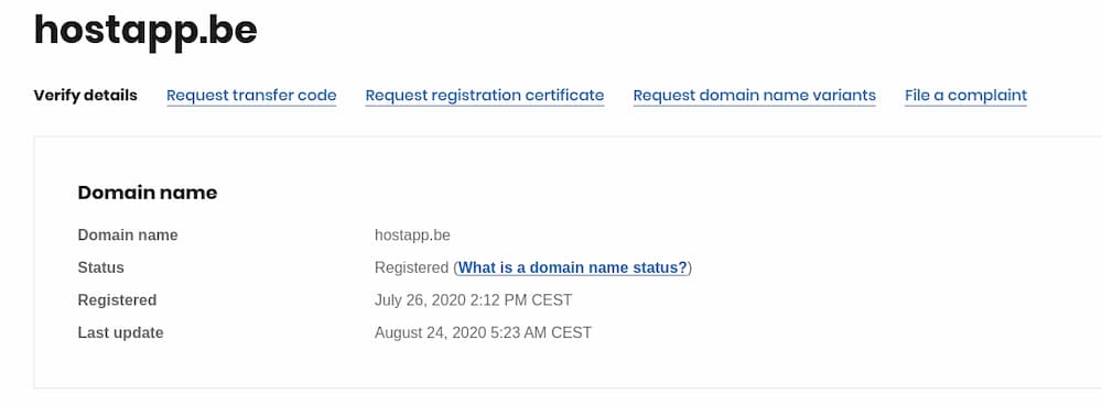 Looking at the current WhoIs information through the Belgian WhoIs service shows that, since the NSA’s report, the domain has been re-registered.