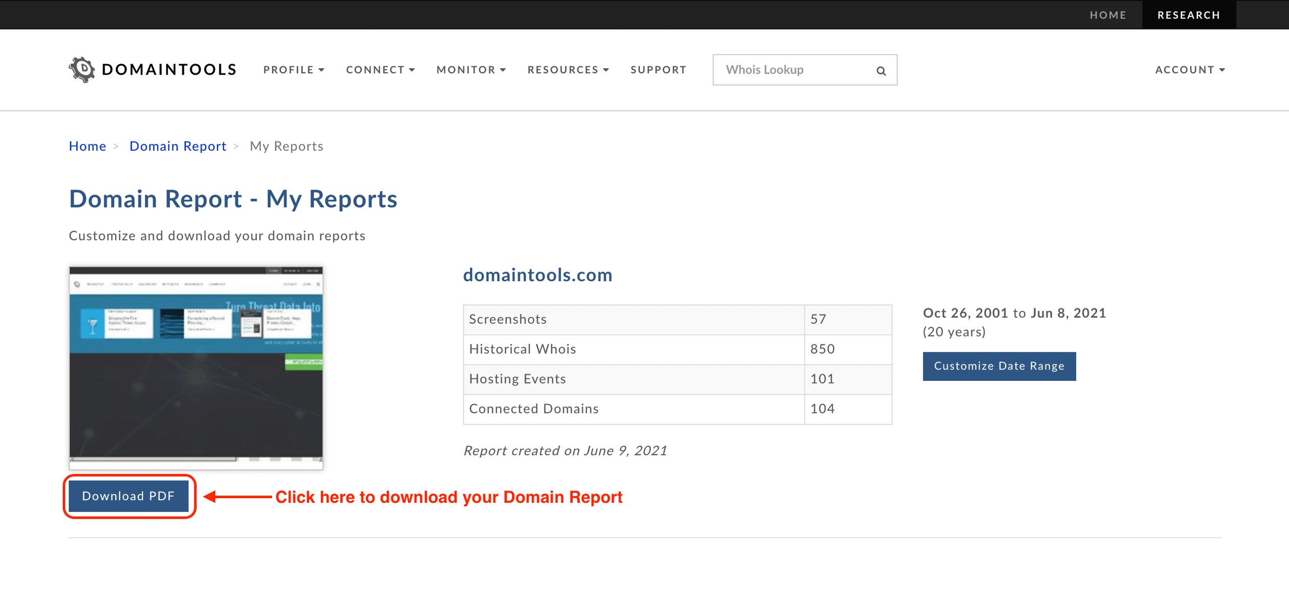 Click the button to download your Domain Report.