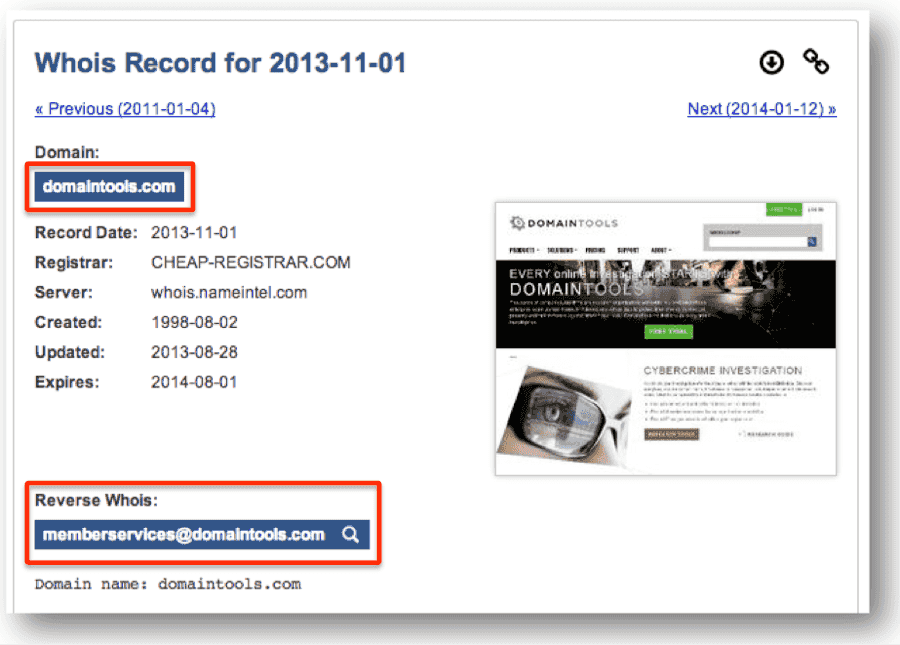 Whois History - DomainTools