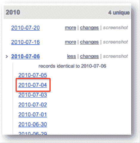 Whois Record for a Specific Date - Detail 2